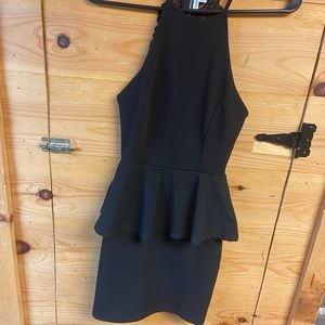 Lace back black dress